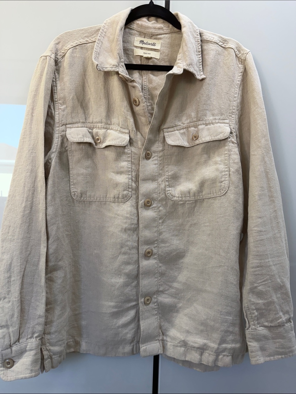 Madewell Cream Beige Lightweight Button-Front Shirt Jacket